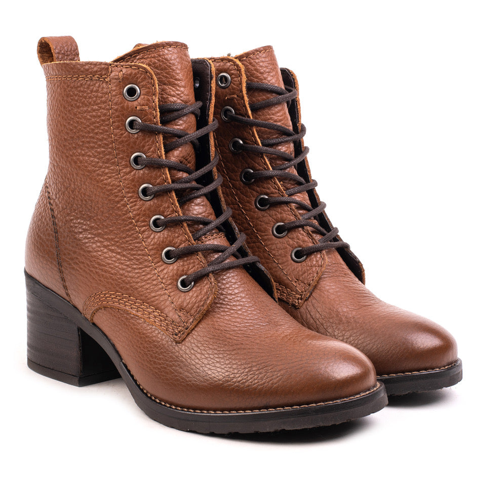 ANNIE ANKLE LACE BOOT Cognac Leather
