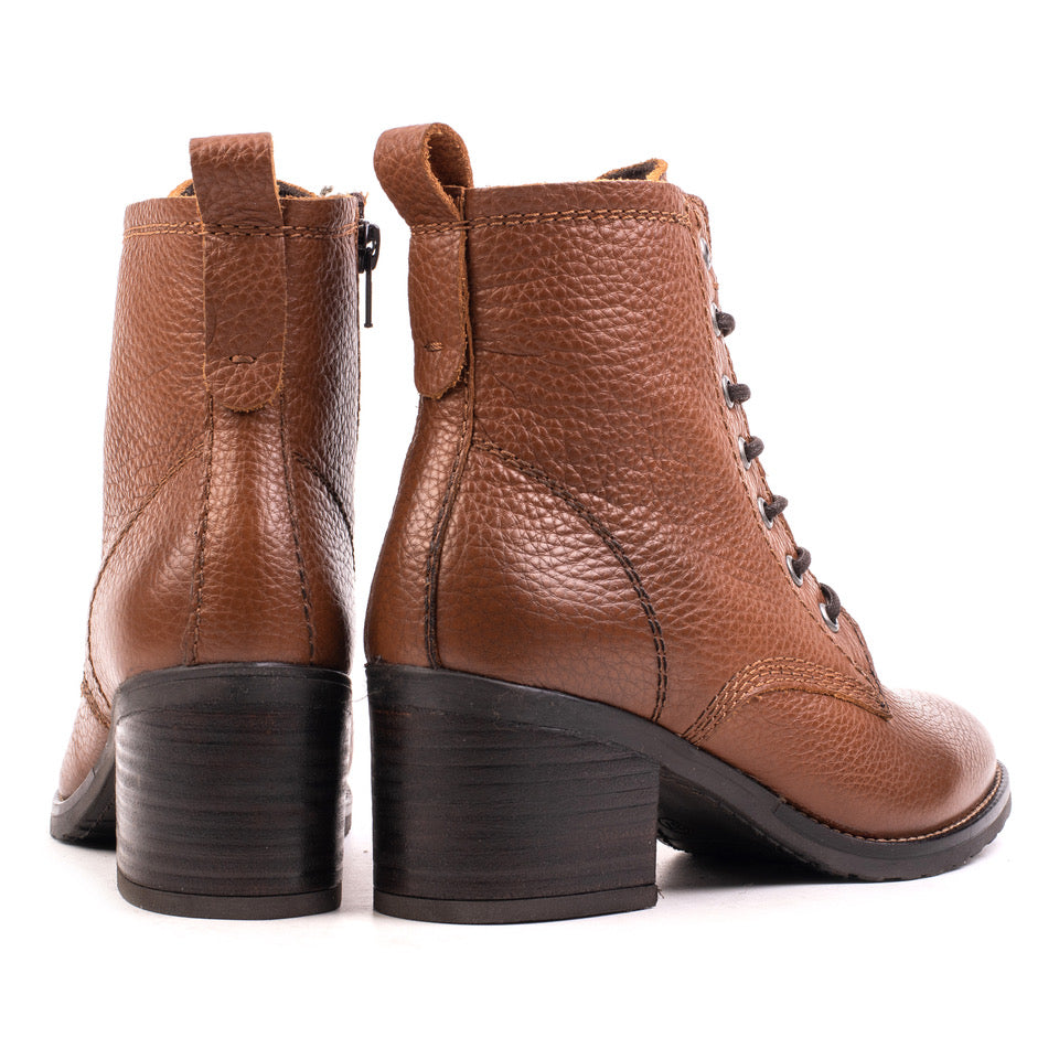 ANNIE ANKLE LACE BOOT Cognac Leather