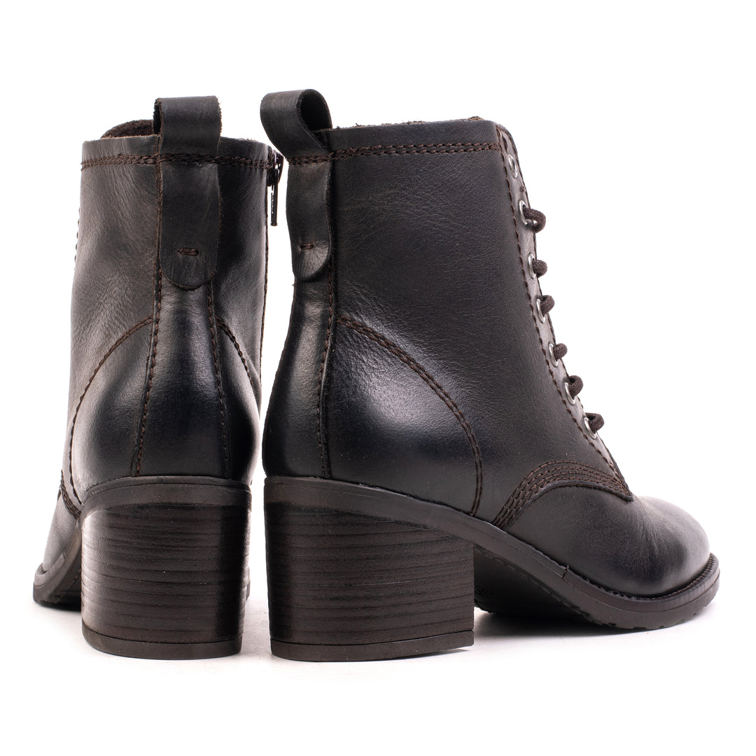 ANNIE ANKLE LACE BOOT Brown Waxed Leather