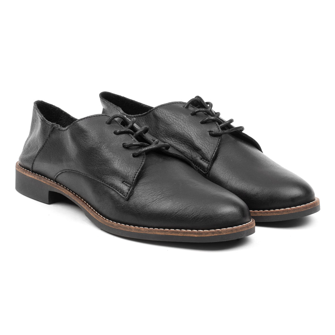CODE LACE SHOE Black Leather