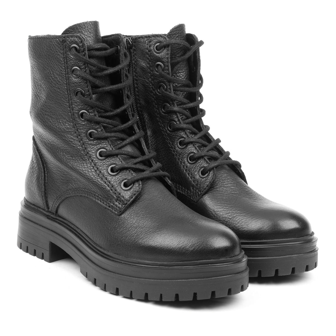 LEYTON ANKLE BOOT Black Leather Milled