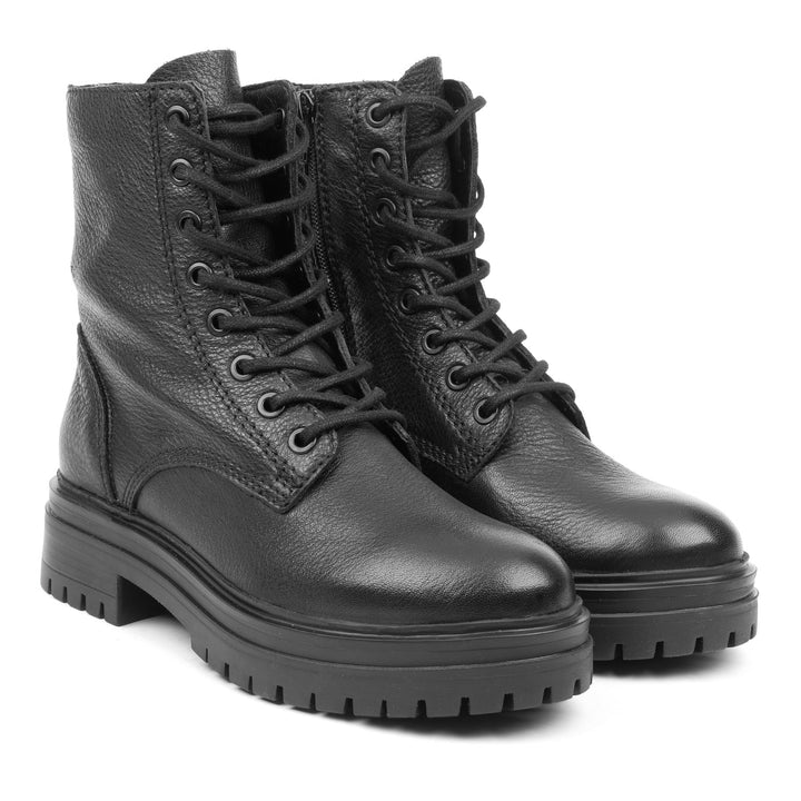 LEYTON ANKLE BOOT Black Leather Milled