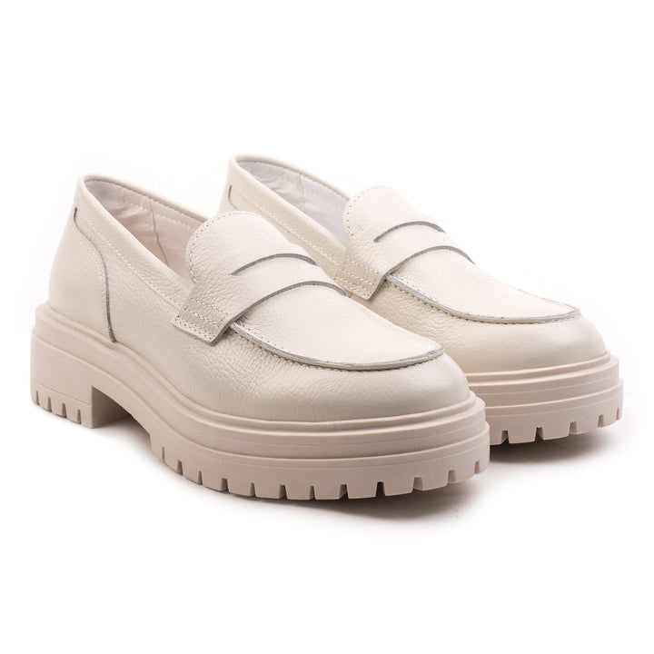LEYTON LOAFER SADDLE Off White Leather