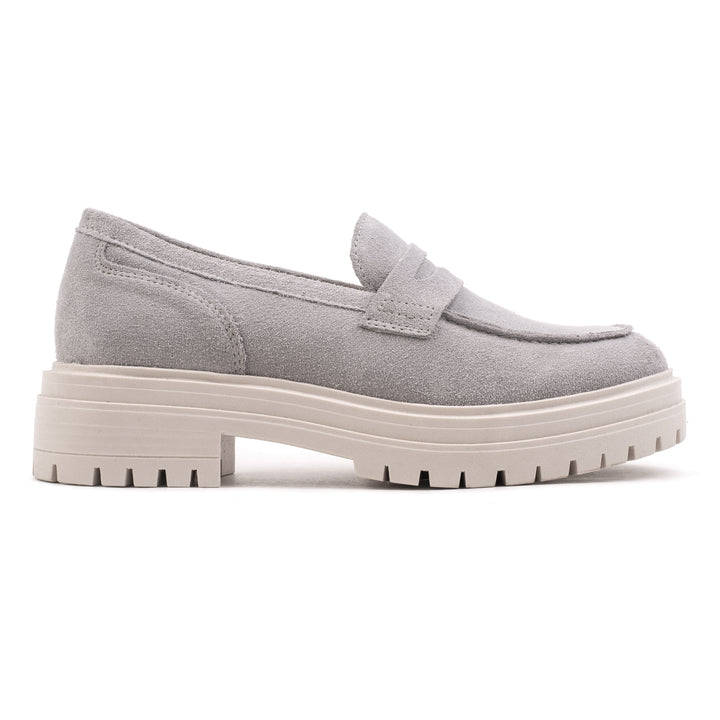LEYTON LOAFER SADDLE Lt Grey Suede