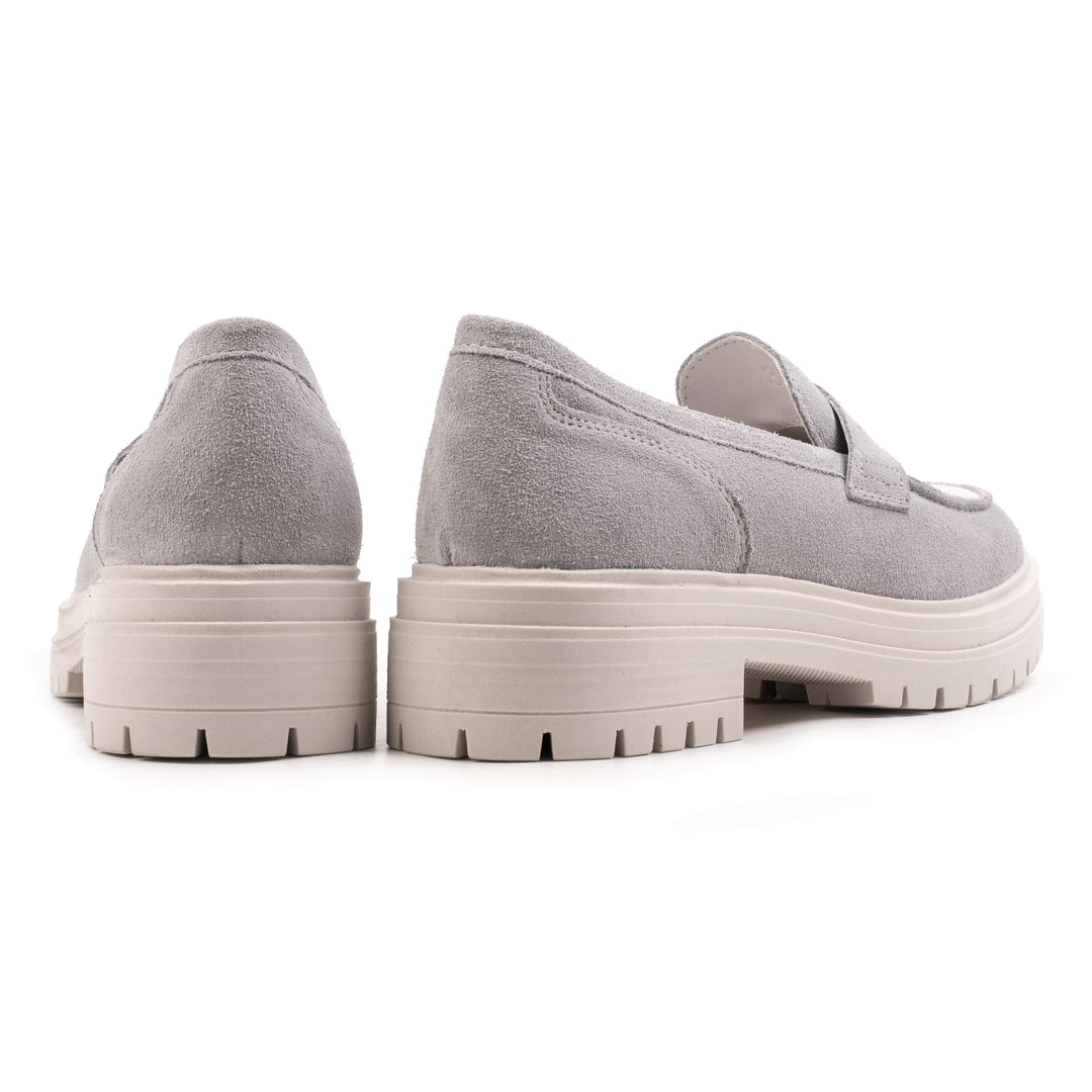 LEYTON LOAFER SADDLE Lt Grey Suede