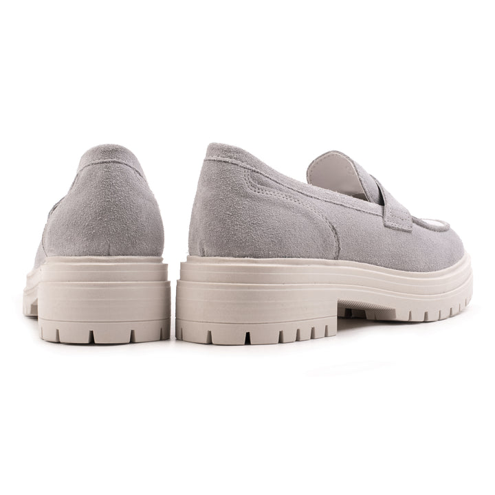 LEYTON LOAFER SADDLE Lt Grey Suede