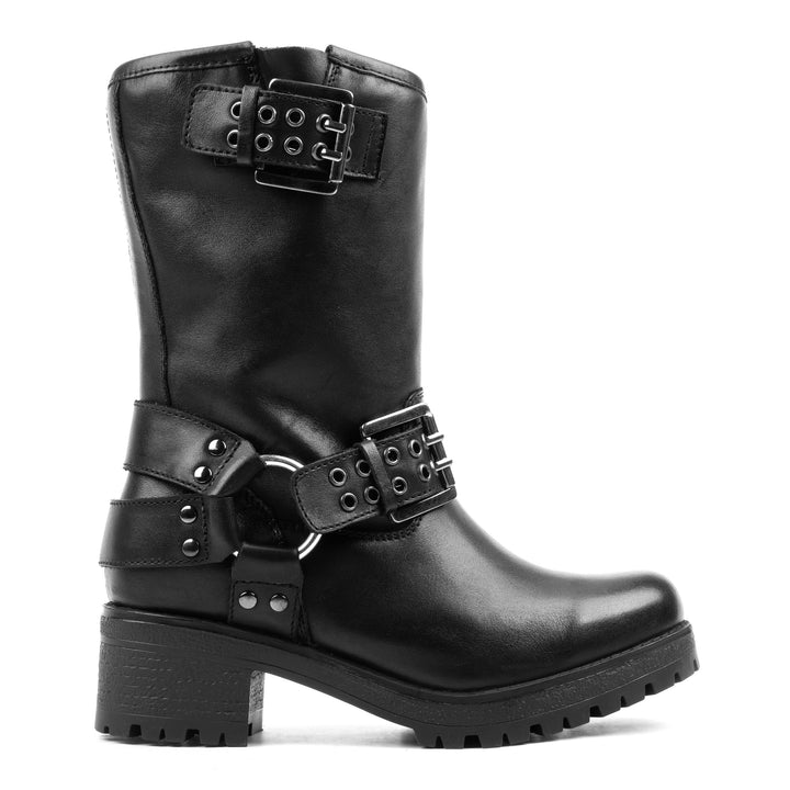 NORA LONDON BIKER BOOT Black Leather