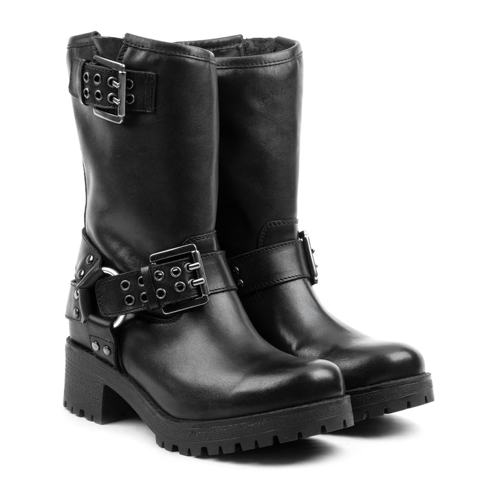 NORA LONDON BIKER BOOT Black Leather