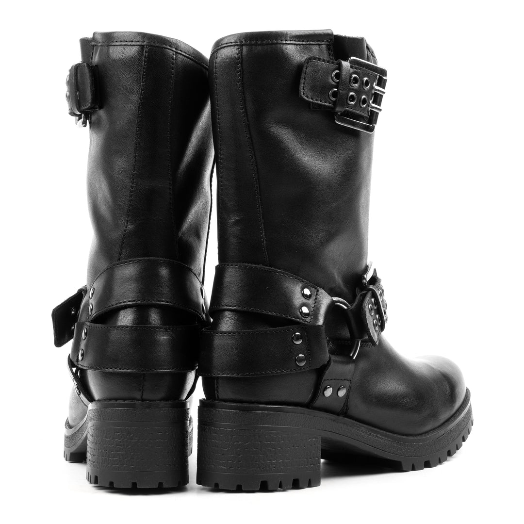 NORA LONDON BIKER BOOT Black Leather