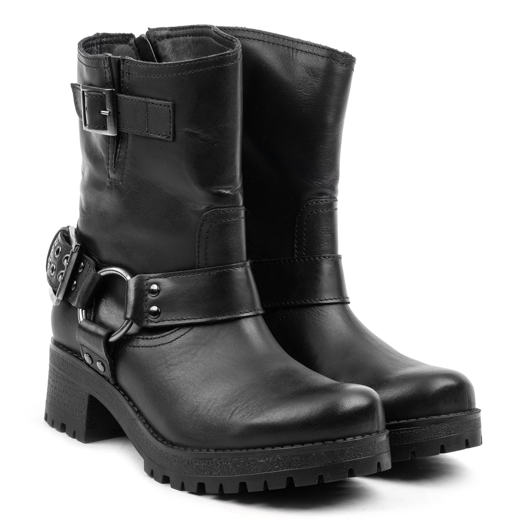 NORA PARIS BIKER BOOT Black Leather