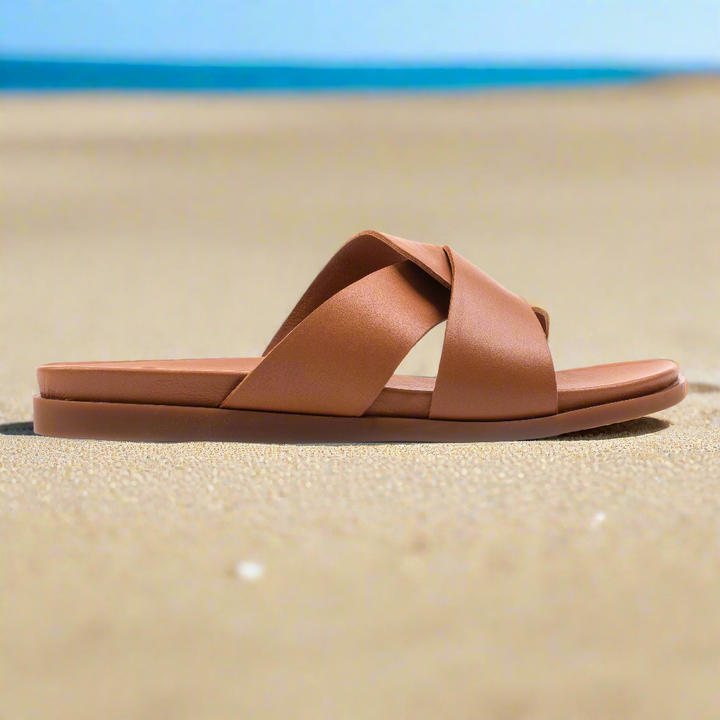SANDAL SLIPPER WOMEN 402 Cognac Leather