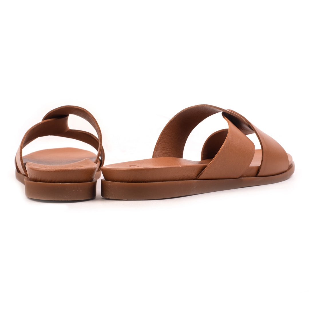 SANDAL SLIPPER WOMEN 402 Cognac Leather