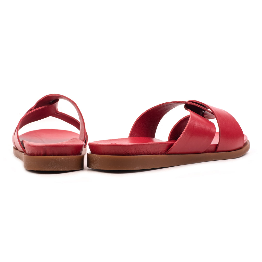 SANDAL SLIPPER WOMEN 402 Red Leather