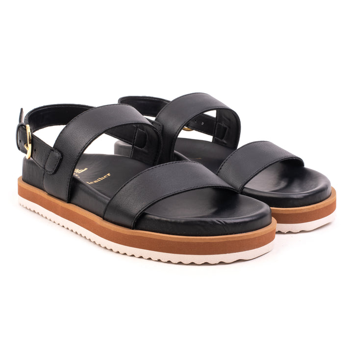 DOUBLE STRAP SANDAL LADIES Black Leather