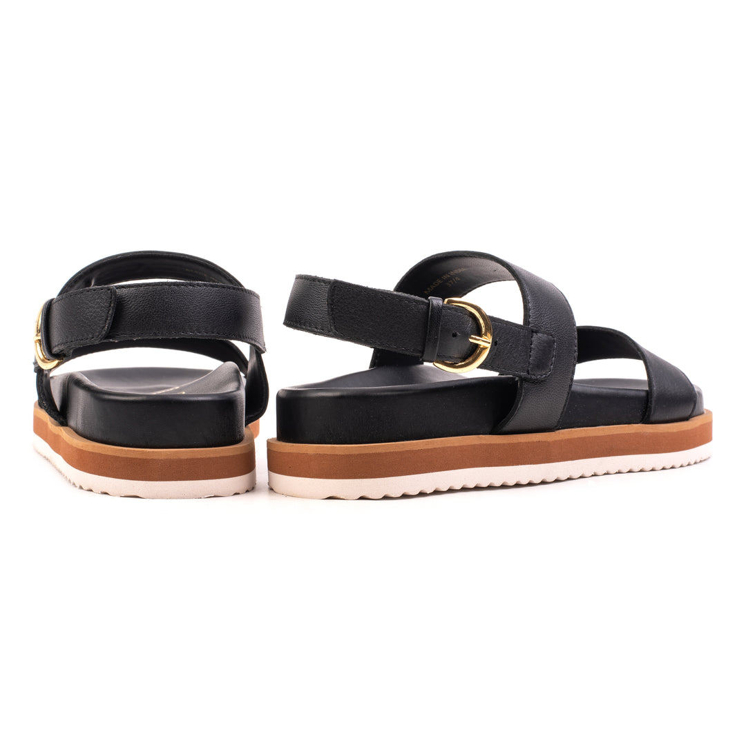 DOUBLE STRAP SANDAL LADIES Black Leather