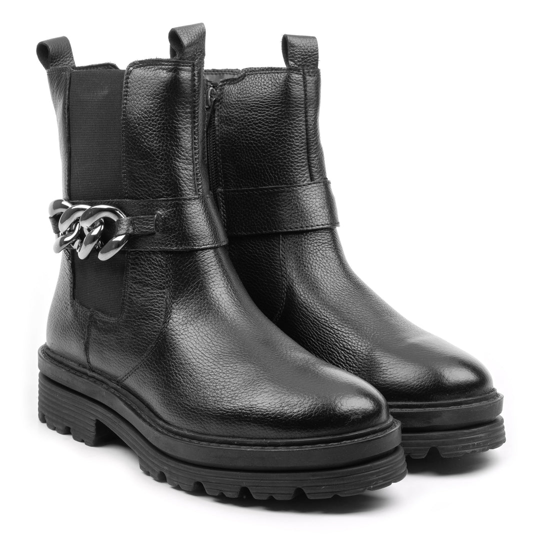 CHELSEA CHAIN BOOT Piele Naturală Neagră