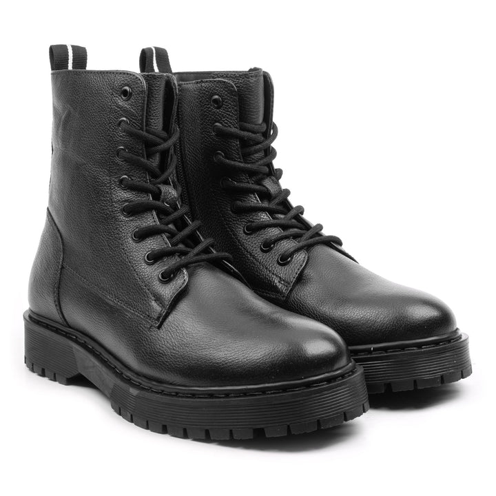 LONDON LACE BOOT Piele Naturală Neagră