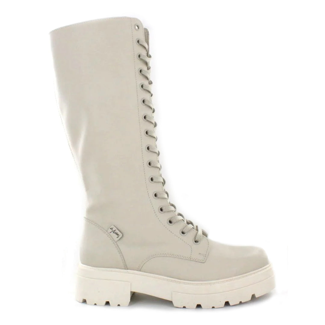 SHARI LACE UP HIGH Beige Leather Milled