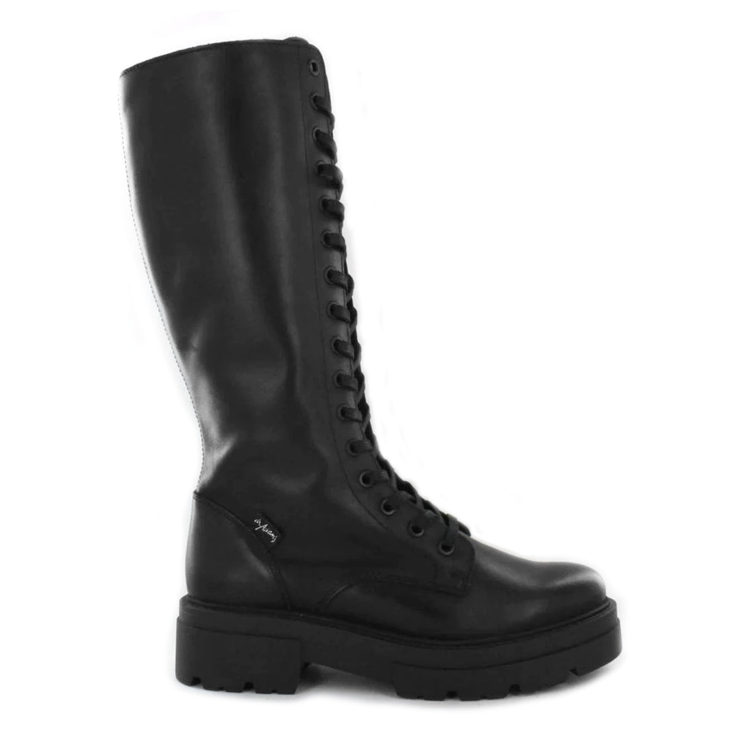 SHARI LACE UP HIGH Black Leather