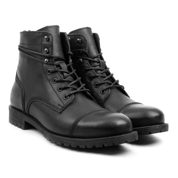 GORDON TOE CAP BOOT Black Waxy Leather