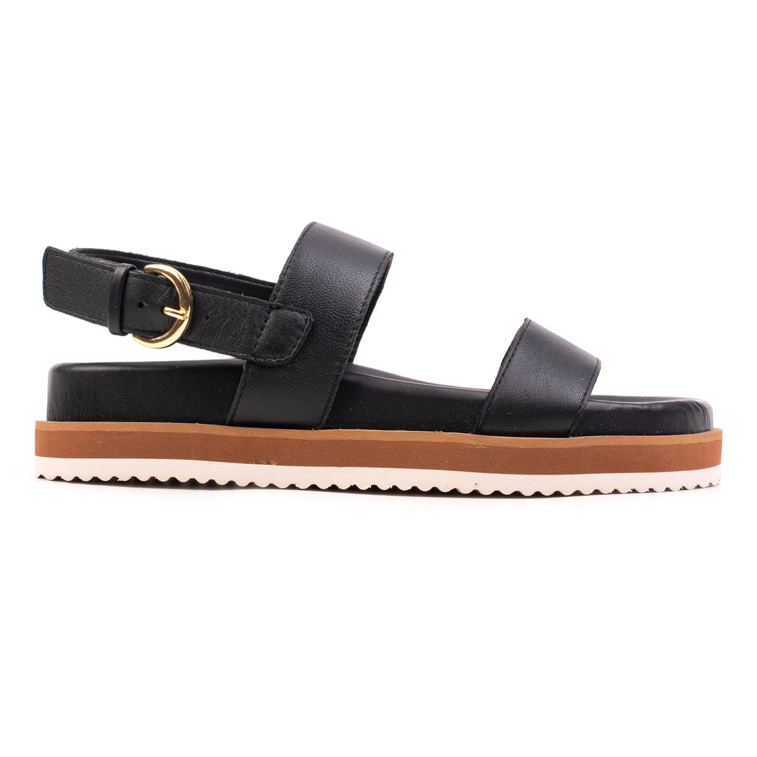 DOUBLE STRAP SANDAL LADIES Black Leather