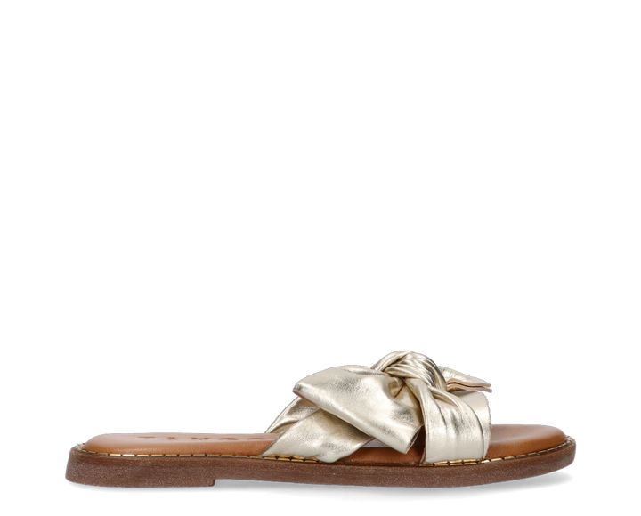 AUDREY BOW SLIPPER Platino Gold Leather