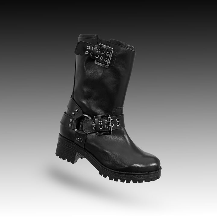NORA LONDON BIKER BOOT Black Leather