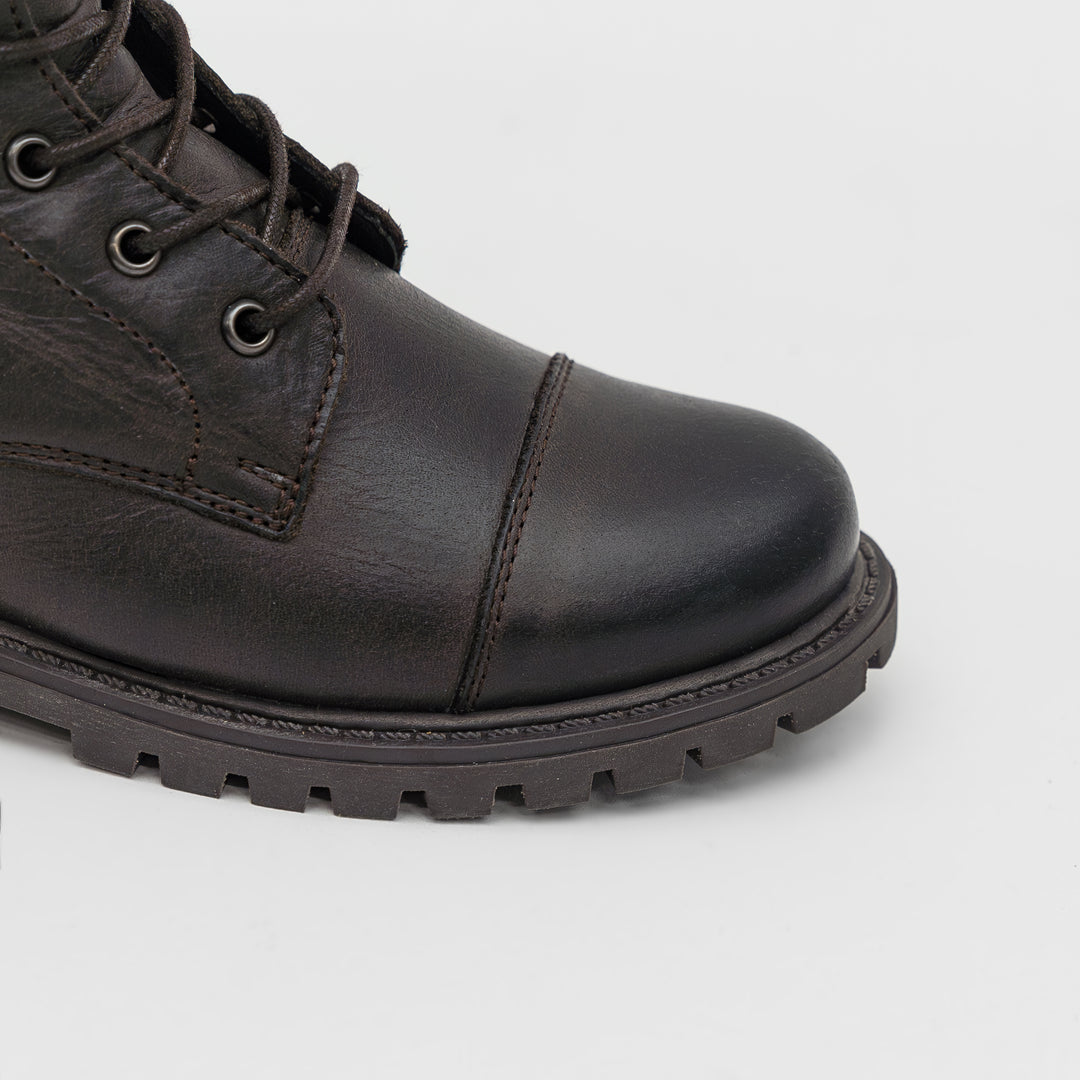 DART LACE UP BOOT Dk Brown Leather