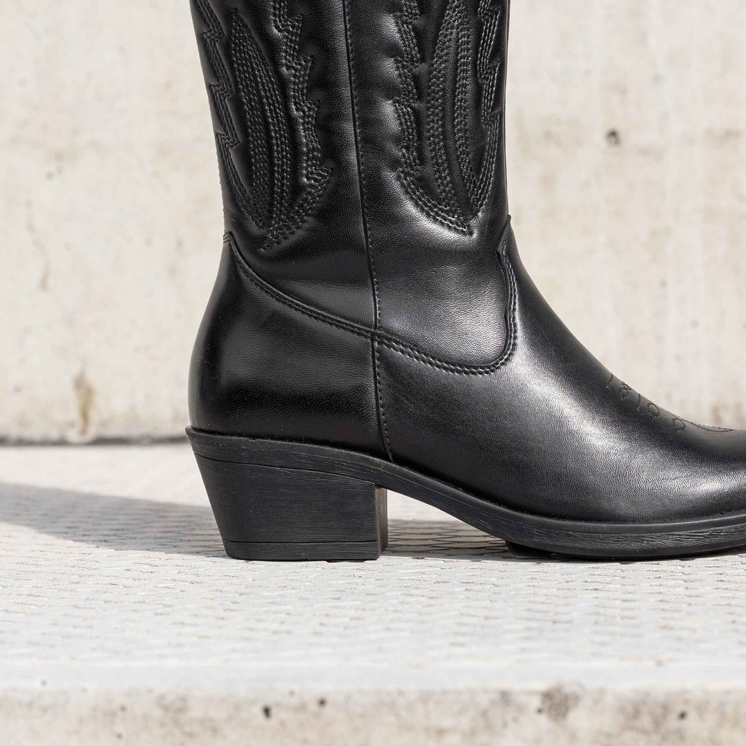 EVIE COWBOY BOOT Black leather