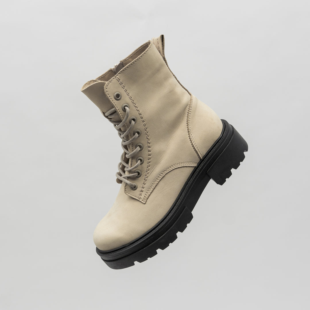 SHARI MID COMBAT Beige Nubuck