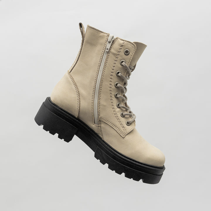 SHARI MID COMBAT Beige Nubuck