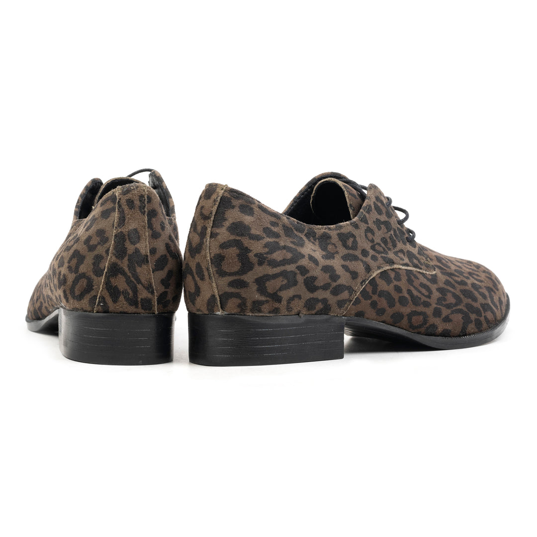 COLLETE LACE UP Olive Leopard Suede
