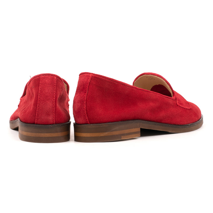 OMNIO Balerini Roșii | Leona Loafer Strap Red Leather Suede - b