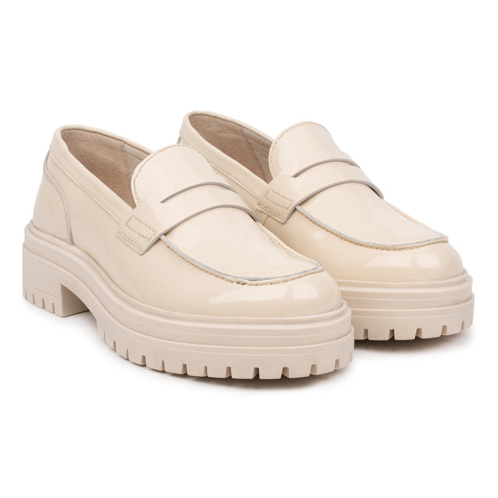 OMNIO Pantof Bej | Leyton Loafer Saddle Beige Leather Patent - f