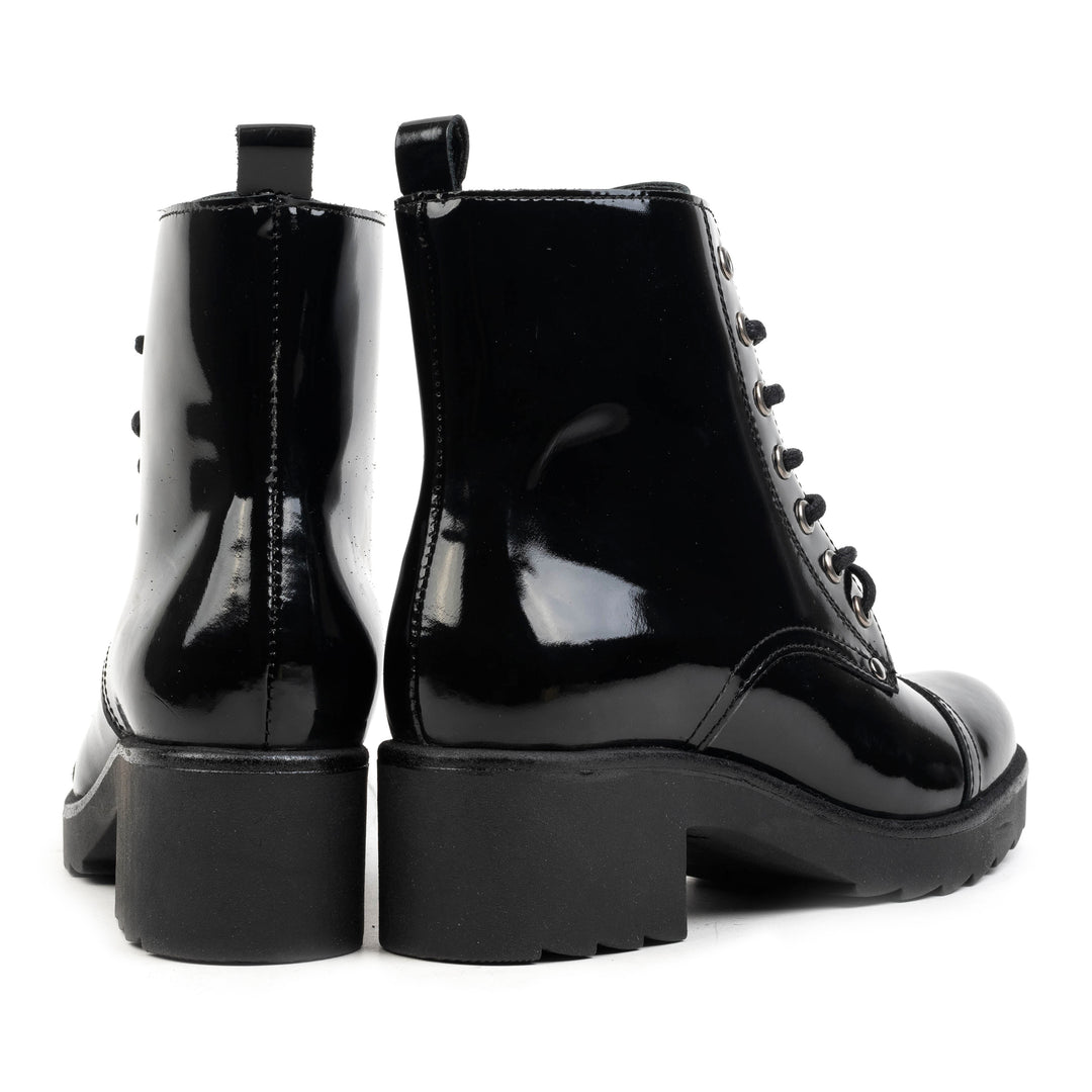 YALE ANKLE BOOT Black Leather Patent
