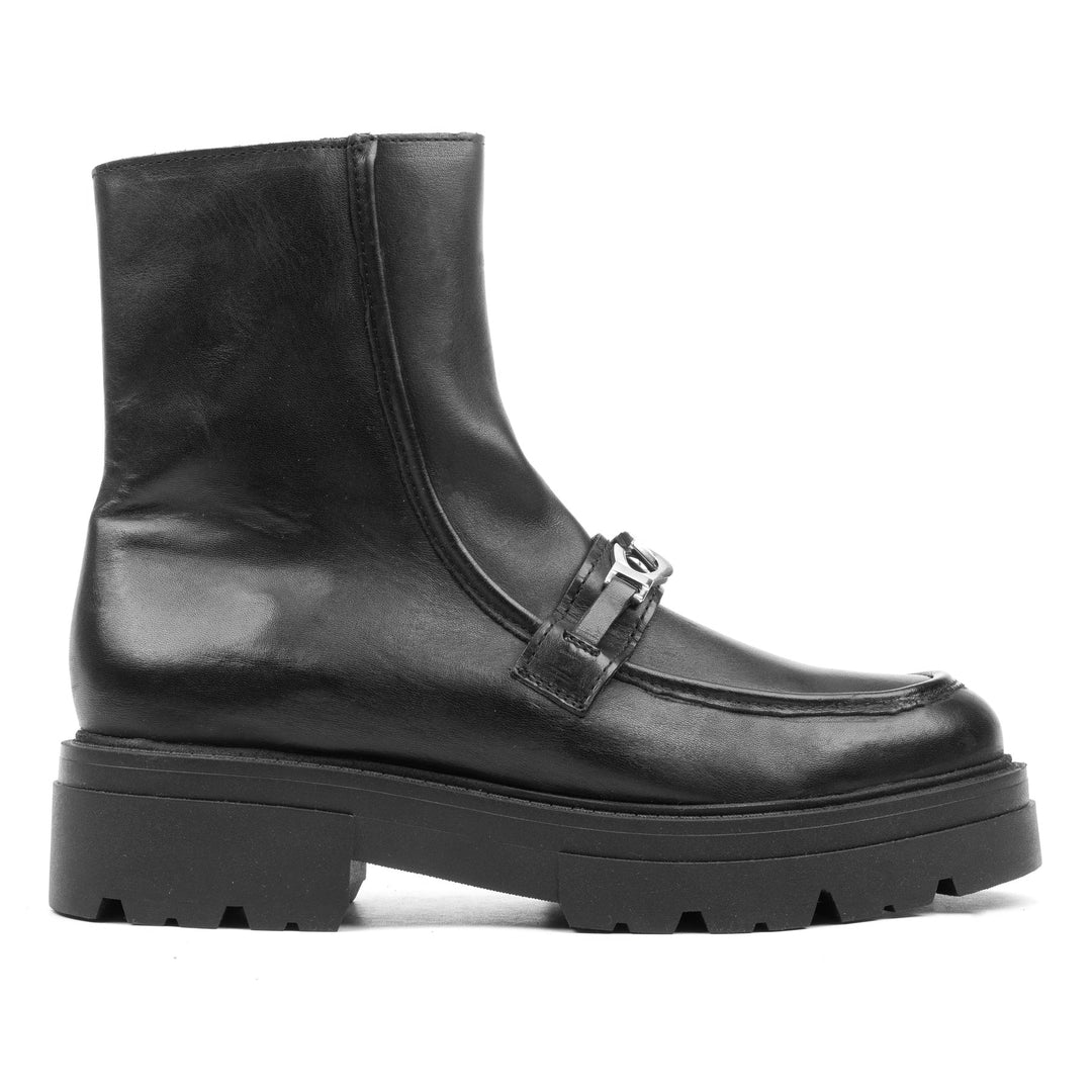 SHARI CHAIN MID BOOT Black Leather