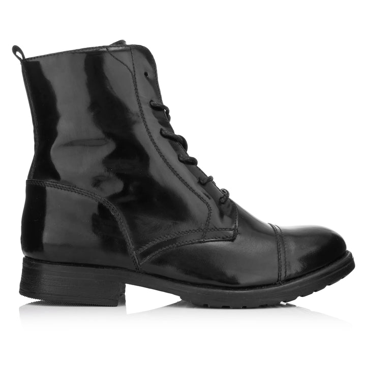 SARAH LACE UP BOOTS Black College Leather