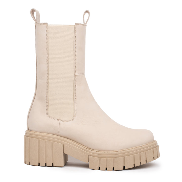ELANCE HIGH CHELSEA Beige Leather Nubuck