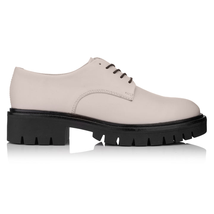 LAURIE DERBY LACE UP Beige Leather Milled
