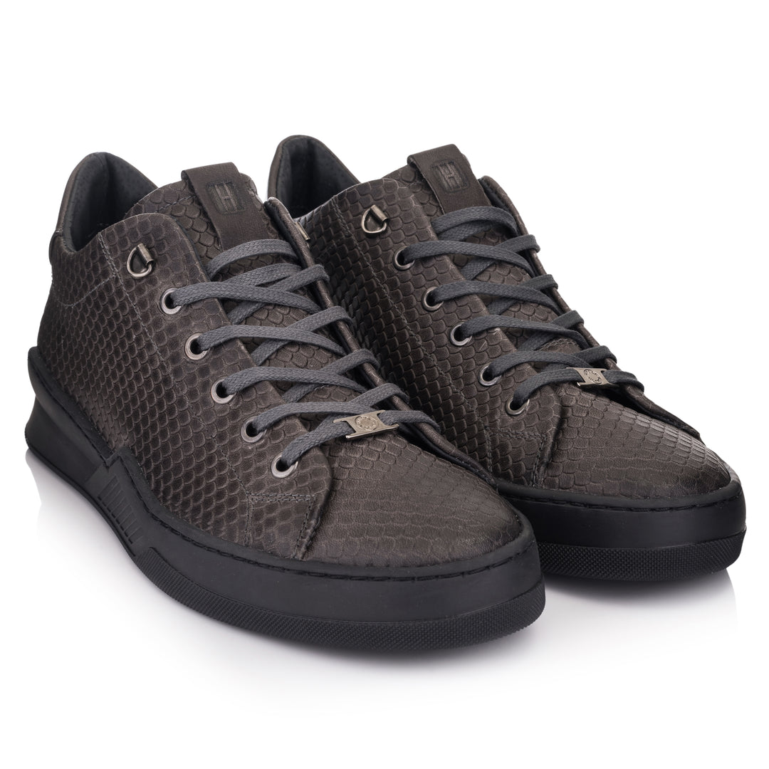 ESKO CITY LOW Dragon Dark Grey/Brown Embossed Leather