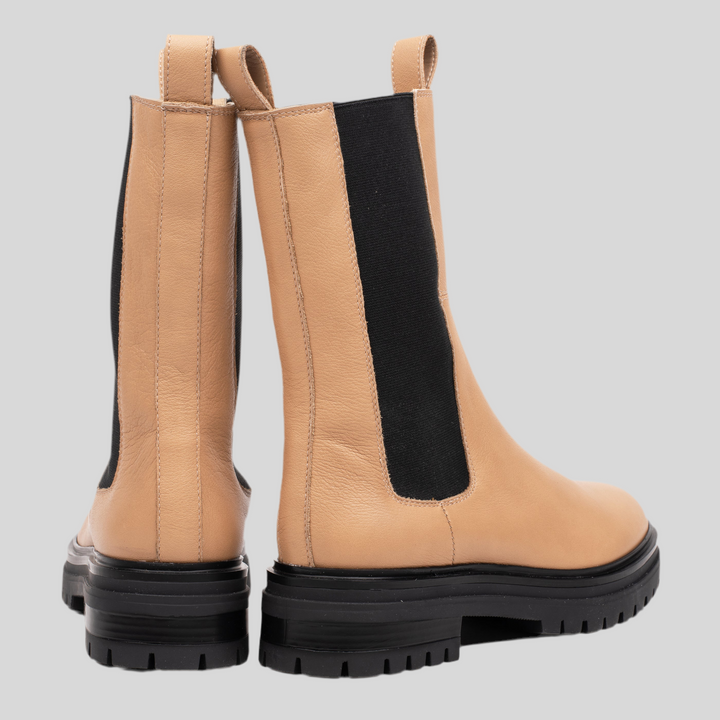 LEYTON HIGH CHELSEA Ecru Leather Milled