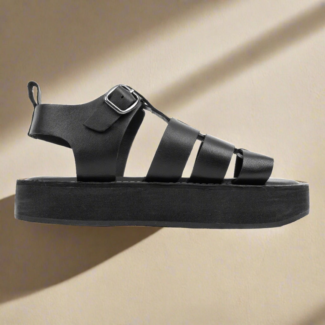GEEK SANDAL Black Leather