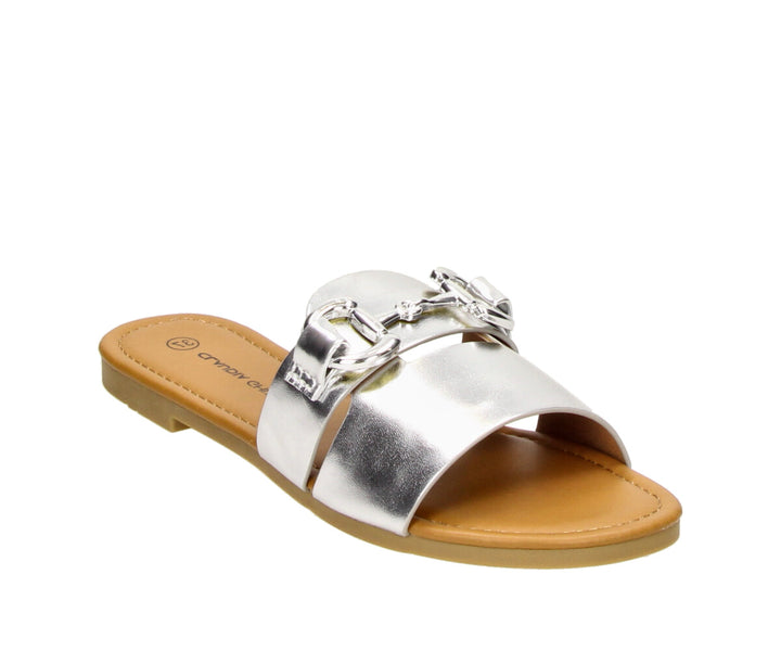 OLIVIA STRAP SLIPPER Silver