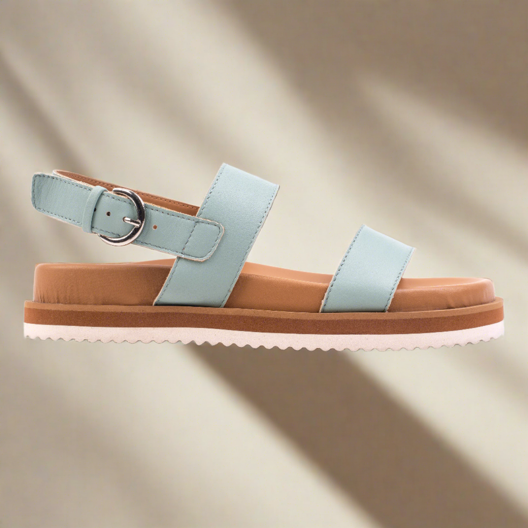 DOUBLE STRAP SANDAL LADIES Turquoise Leather