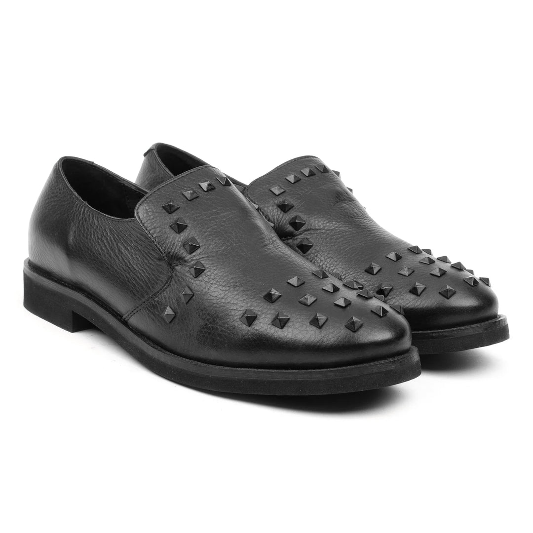 LINDA SLIP ON ORN Black Leather Milled