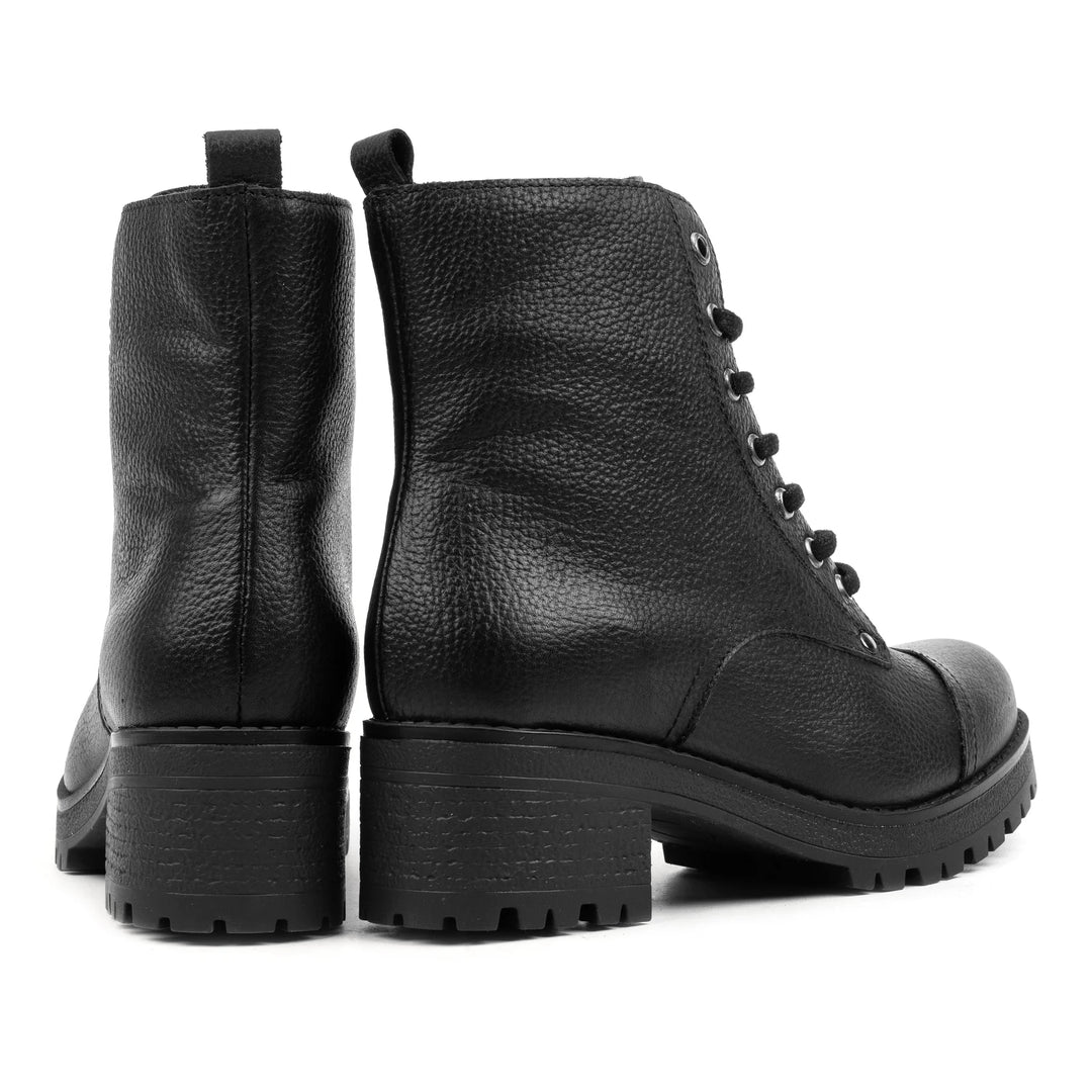 NORA ANKLE LACE BOOT Black Leather