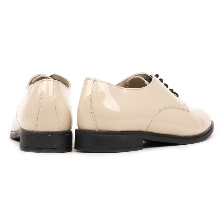 DAISA LACE UP Beige Leather Patent