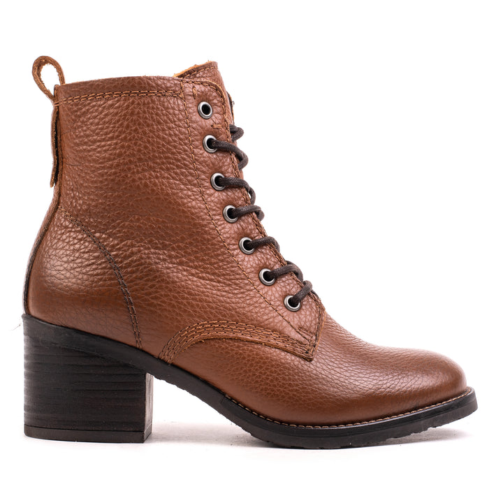 ANNIE ANKLE LACE BOOT Cognac Leather