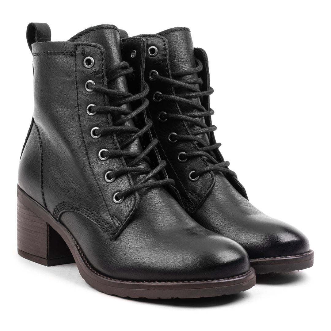 ANNIE ANKLE LACE BOOT Black Mousse Leather
