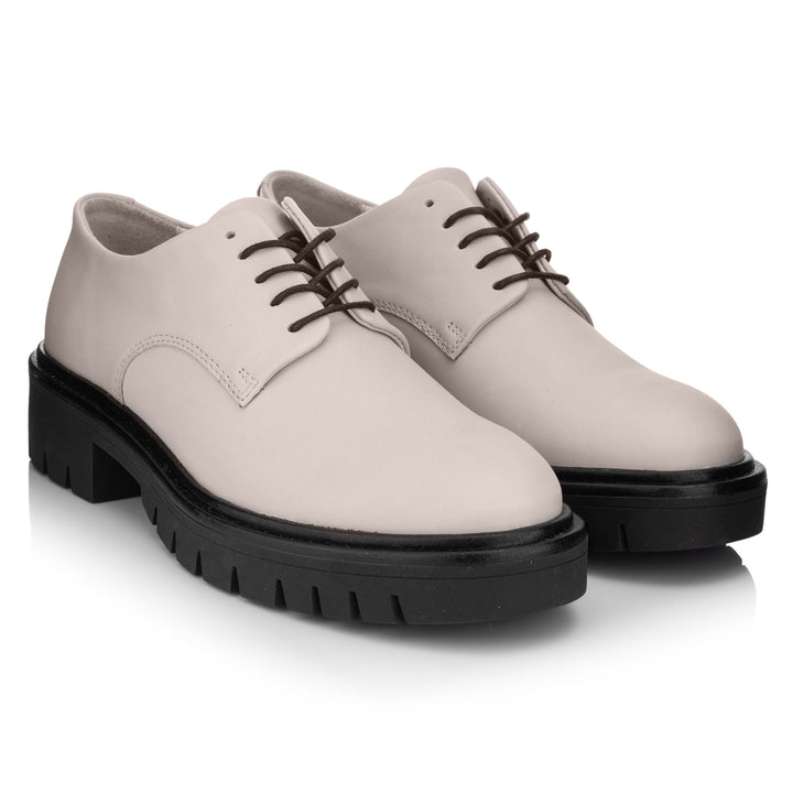 LAURIE DERBY LACE UP Beige Leather Milled